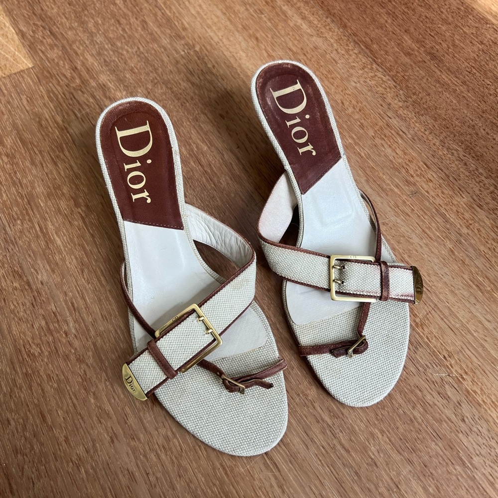Dior Cream and Brown Sandals